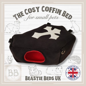 The Cosy Coffin! Luxury Halloween Coffin in 3 sizes, hanging cube hammock bed for ferrets, rats, chinchillas, mice, hamsters, hedgehogs