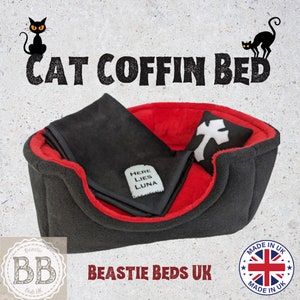 The Cat Cosy Coffin! Luxury Halloween Coffin bed for cats and ferrets. Cat bed, gothic bed, spooky cat bed, halloween pet bed