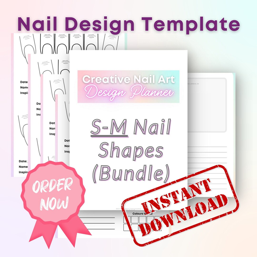 Nail Art Design BUNDLE INSTANT DOWNLOAD 4 Printable Templates for