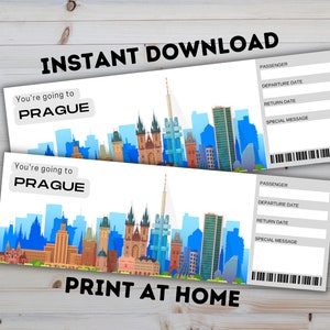 PRAG Surprise Reveal Geschenkticket - druckbare Bordkarte - bearbeitbares personalisiertes Geschenk - PDF-Sofortdownload