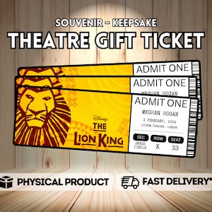 The Lion King Musical Theatre Ticket with Seating Surprise Reveal, Gift Card, West End Shows, Souvenir, Memorabilia, Keepsake image 1