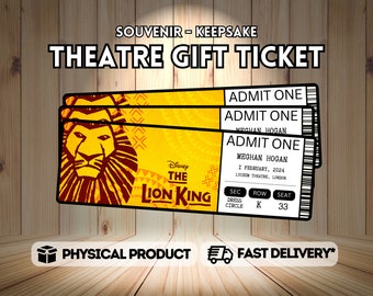 The Lion King Musical Theatre Ticket with Seating - Surprise Reveal, Gift Card, West End Shows, Souvenir, Memorabilia, Keepsake