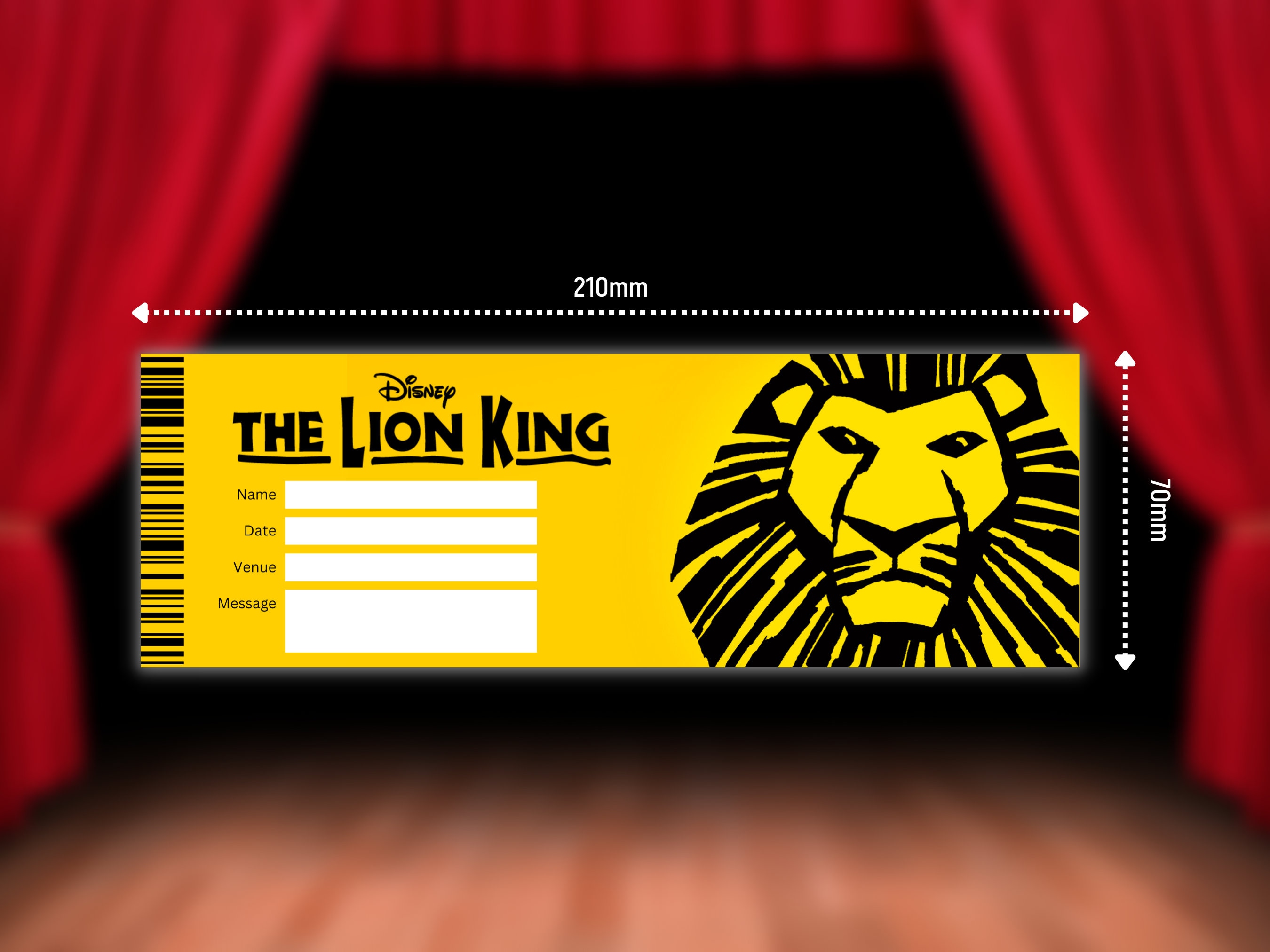 The Lion King Theatre Ticket Printable Broadway West End Gift Editable