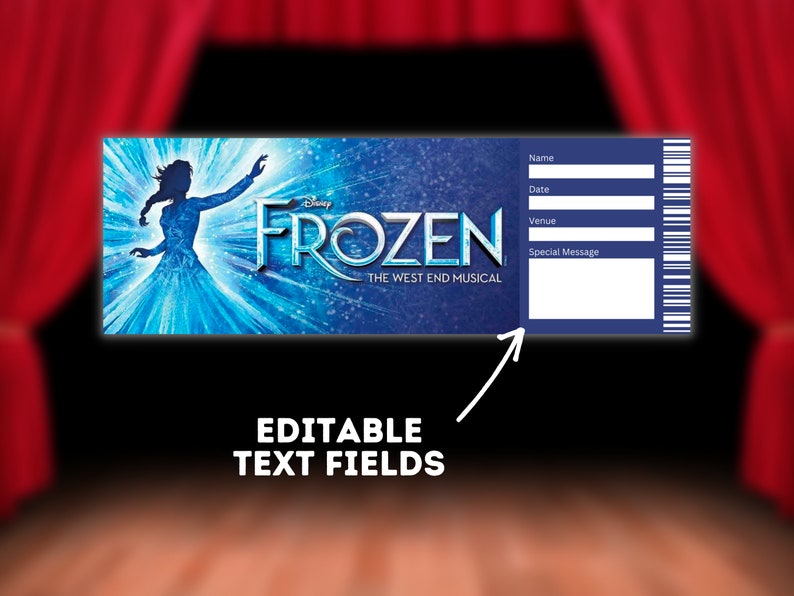 Frozen Theatre Ticket Printable Broadway West End Gift Editable Musical