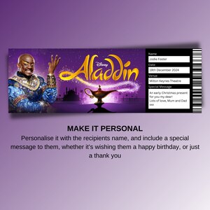 Personalised Aladdin Theatre Ticket: Surprise Gift Reveal - Etsy UK