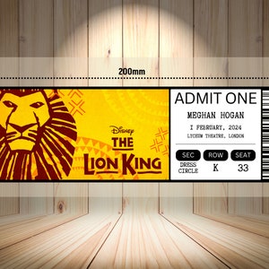 The Lion King Musical Theatre Ticket with Seating Surprise Reveal, Gift Card, West End Shows, Souvenir, Memorabilia, Keepsake image 4