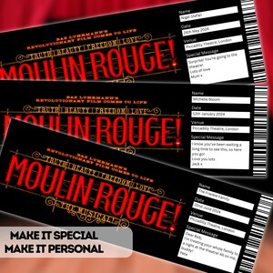 Moulin Rouge Musical Theatre Ticket Surprise Reveal, Gift Card, West End Shows, Souvenir Memorabilia image 3