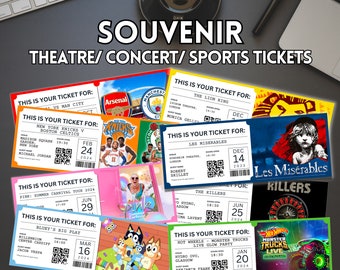 Personalised Souvenir Theatre Concert Sports Event Ticket | Surprise Voucher | Musical | West End | Memorabilia | Keepsake