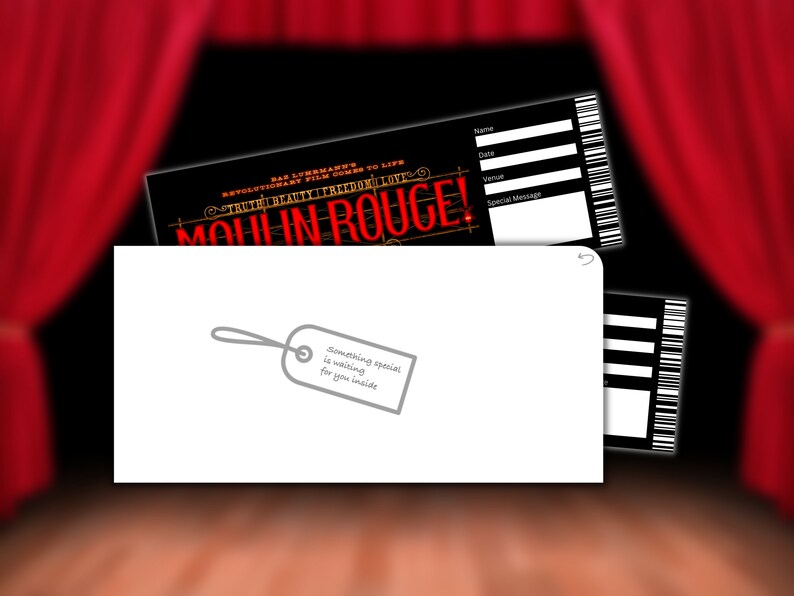 Moulin Rouge Musical Theatre Ticket Surprise Reveal, Gift Card, West End Shows, Souvenir Memorabilia image 5