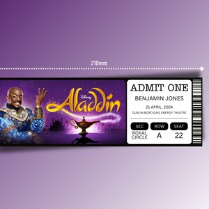 Aladdin Musical Theatre Ticket With Seating - Surprise Reveal, Gift ...