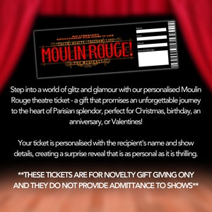 Moulin Rouge Musical Theatre Ticket Surprise Reveal, Gift Card, West End Shows, Souvenir Memorabilia image 2