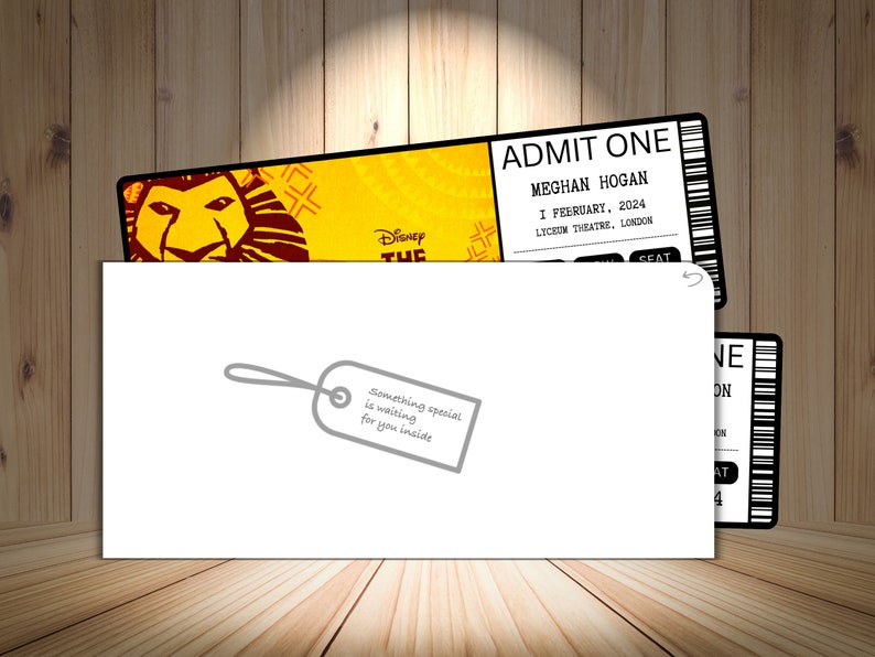 The Lion King Musical Theatre Ticket with Seating Surprise Reveal, Gift Card, West End Shows, Souvenir, Memorabilia, Keepsake image 5