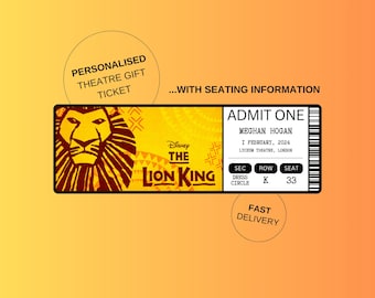 The Lion King Musical Theatre Ticket with Seating - Surprise Reveal, Gift Card, West End Shows, Souvenir, Memorabilia, Keepsake