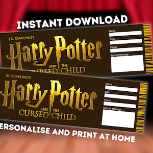 Billet de théâtre Harry Potter - Cadeau imprimable Broadway West End - Souvenir musical modifiable - PDF Téléchargement instantané