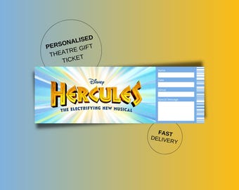 Hercules Musical Theatre Ticket - Surprise Reveal, Gift Card, West End Shows, Souvenir Memorabilia
