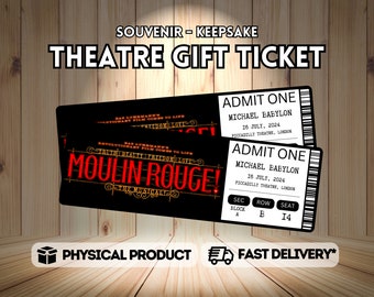 Moulin Rouge Musical Theatre Ticket with Seating - Surprise Reveal, Gift Card, West End Shows, Souvenir Memorabilia