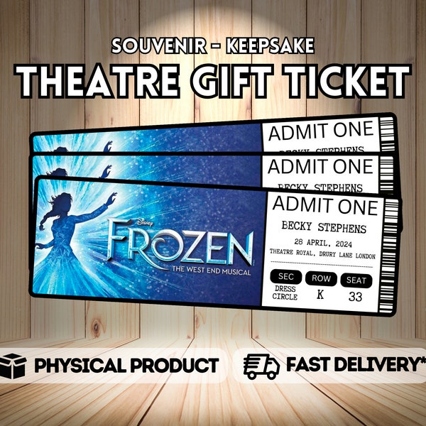 Frozen Musical Theatre Ticket with Seating - Surprise Reveal, Gift Card, West End Shows, Souvenir Memorabilia Keepsake