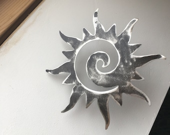 Sun mobile for hanging or wall mounting. Handmade Indoor & Outdoor metal boho wall art. Garden art.  Beautiful gift ideas.