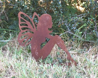 Garden Fairy Ornament. Rusty Metal Garden Art