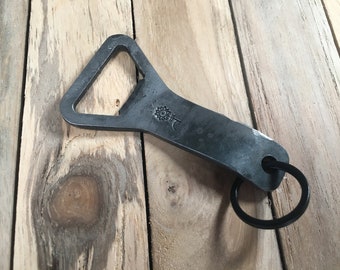 Keyring Bottle Opener Handcrafted in Steel by a Blacksmith
