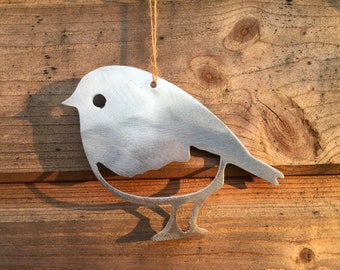Hanging Robin in metal - Handmade shiny garden gifts - Exterior decorative art - Outdoor metal art