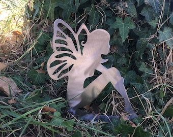 Garden Fairy - Plant pot decorations - Handmade shiny garden gifts - Exterior decorative art - Outdoor metal art - Fairies and Pixies