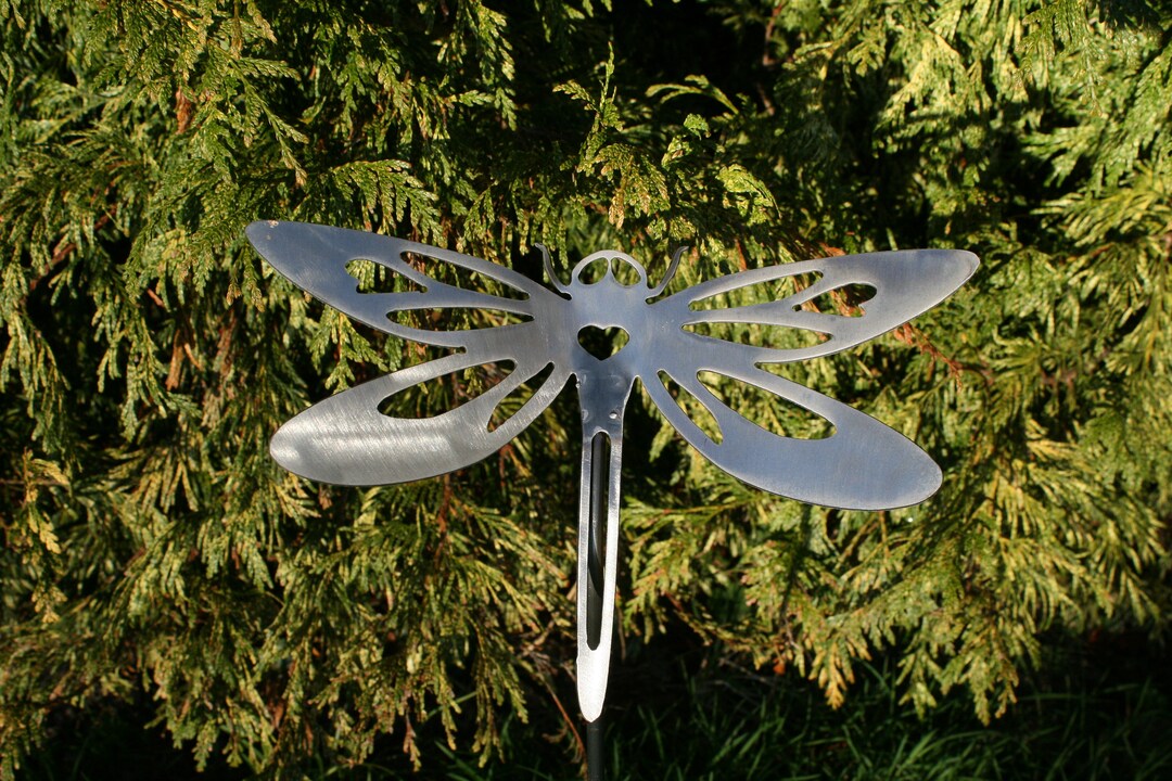 Dragonfly Metal Garden Art garden & Plant Pot Stakes Handmade Bare