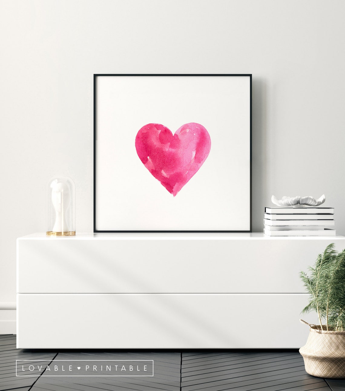 Watercolor Pink Heart Wall Art Pink Pink Printable Art Etsy