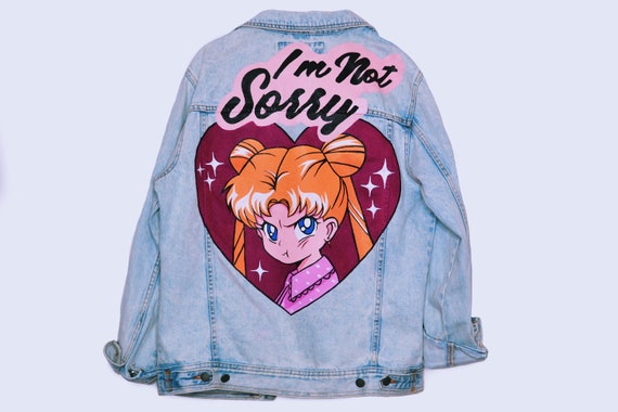 satélite Mount Bank Inspirar Sailor Moon Anime 90s chaqueta de mezclilla vintage pintada a - Etsy España