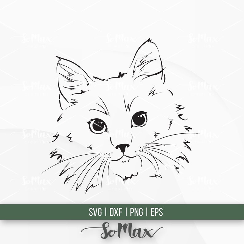 Download Cat Face Svg Fluffy Cat Svg Cat Stencil Svg Long Hair Cat Svg Cat Png Clip Art Art Collectibles Efp Osteology Org