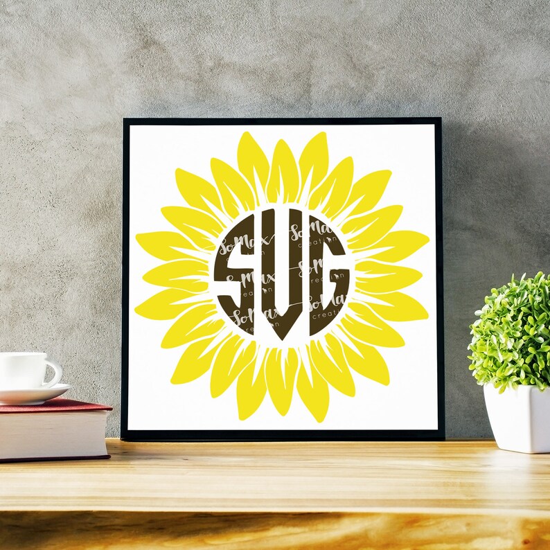 Sunflower Monogram Svg Bundle Sunflower Mandala Svg | Etsy