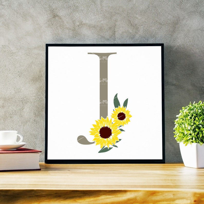 Download Floral Alphabet Letter J Svg Sunflower Alphabet Svg | Etsy