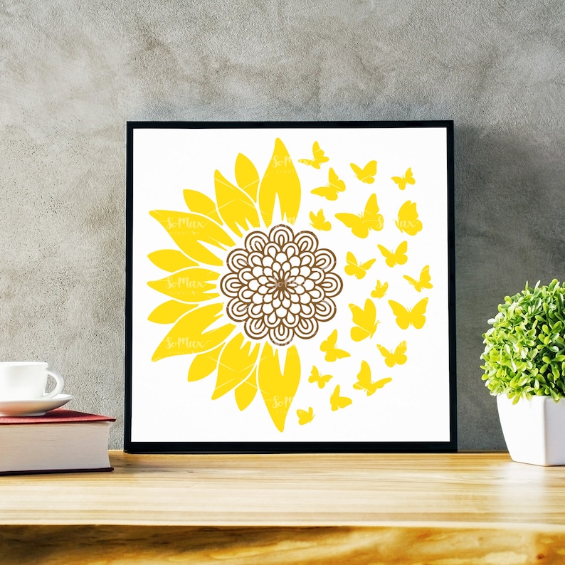 Download Sunflower Butterfly Svg Sunflower Svg Butterfly Svg | Etsy