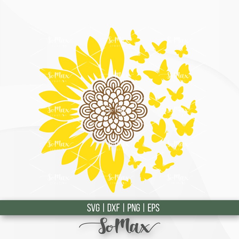Sunflower Butterfly Svg Sunflower Svg Butterfly Svg | Etsy