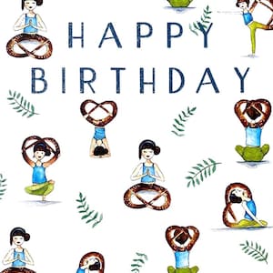 Lot de cartes d'anniversaire yoga bretzel