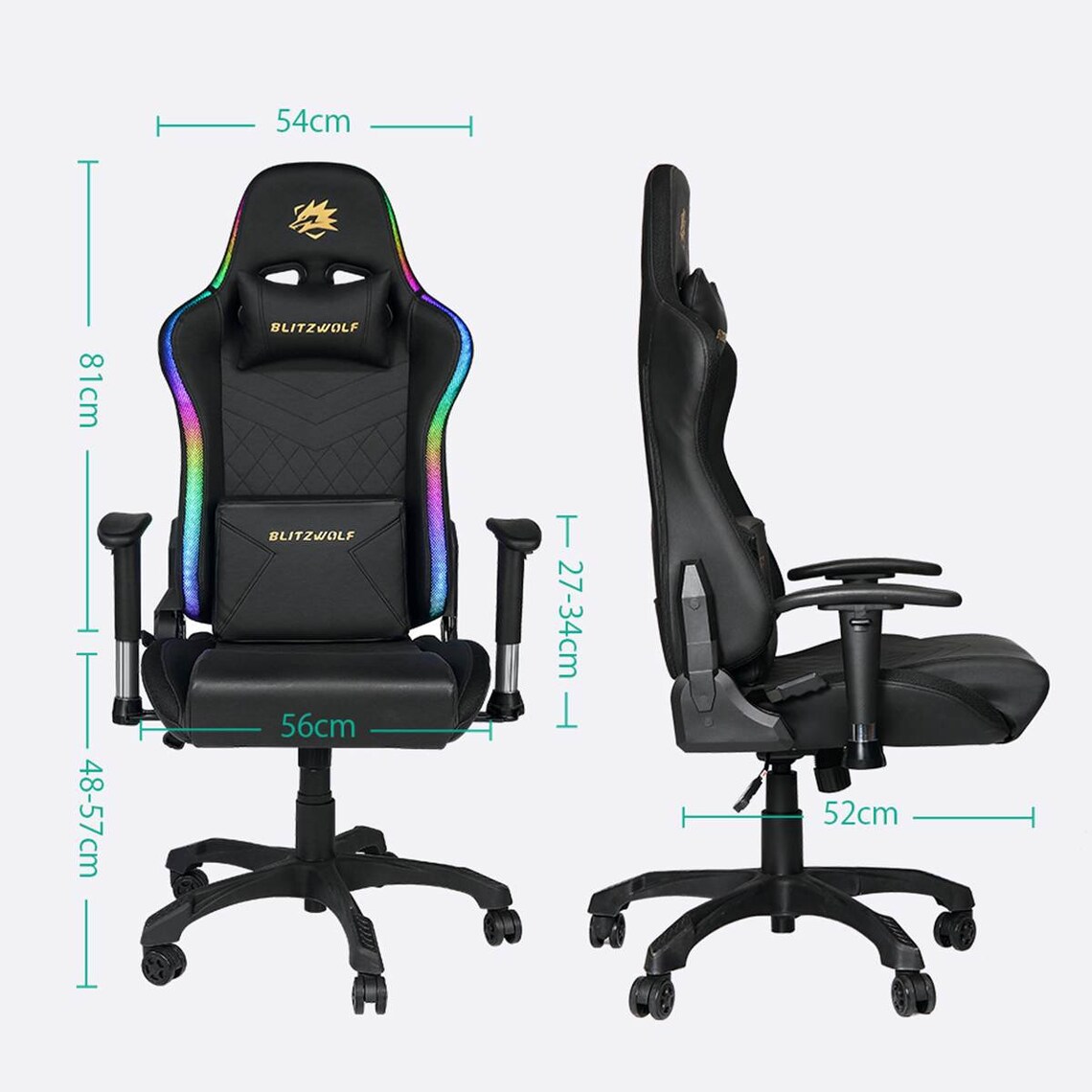 Light up Gaming Desk Chair Black With RGB Lights That Flash Etsy UK