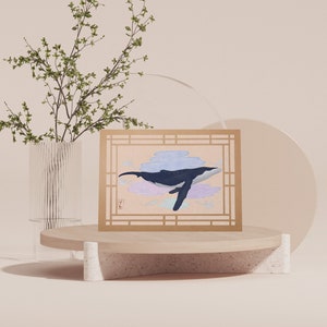 Cartão de presente especial exclusivo para animais/Porster, Desktieror, Dream Day (Baleia Jubarte) | Cartão postal de arte moderna com envelope com moldura 'Hanok' tamanho 5x7