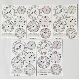 Blumenuhr Papier Sticker | 6 Bögen, 5 verschiedene Farben | Selbst geschnittene dekorative Papiersticker für Journal, Tagebuch, Planer, Scrapbook