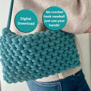 Hand häkeln Tasche Muster, Anfänger freundlich, Finger Stricken Schultertasche Tutorial, Schritt für Schritt Anleitung mit Video