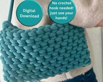Finger Knitting Shoulder Bag Tutorial: Beginner Crochet Pattern (PDF Download)
