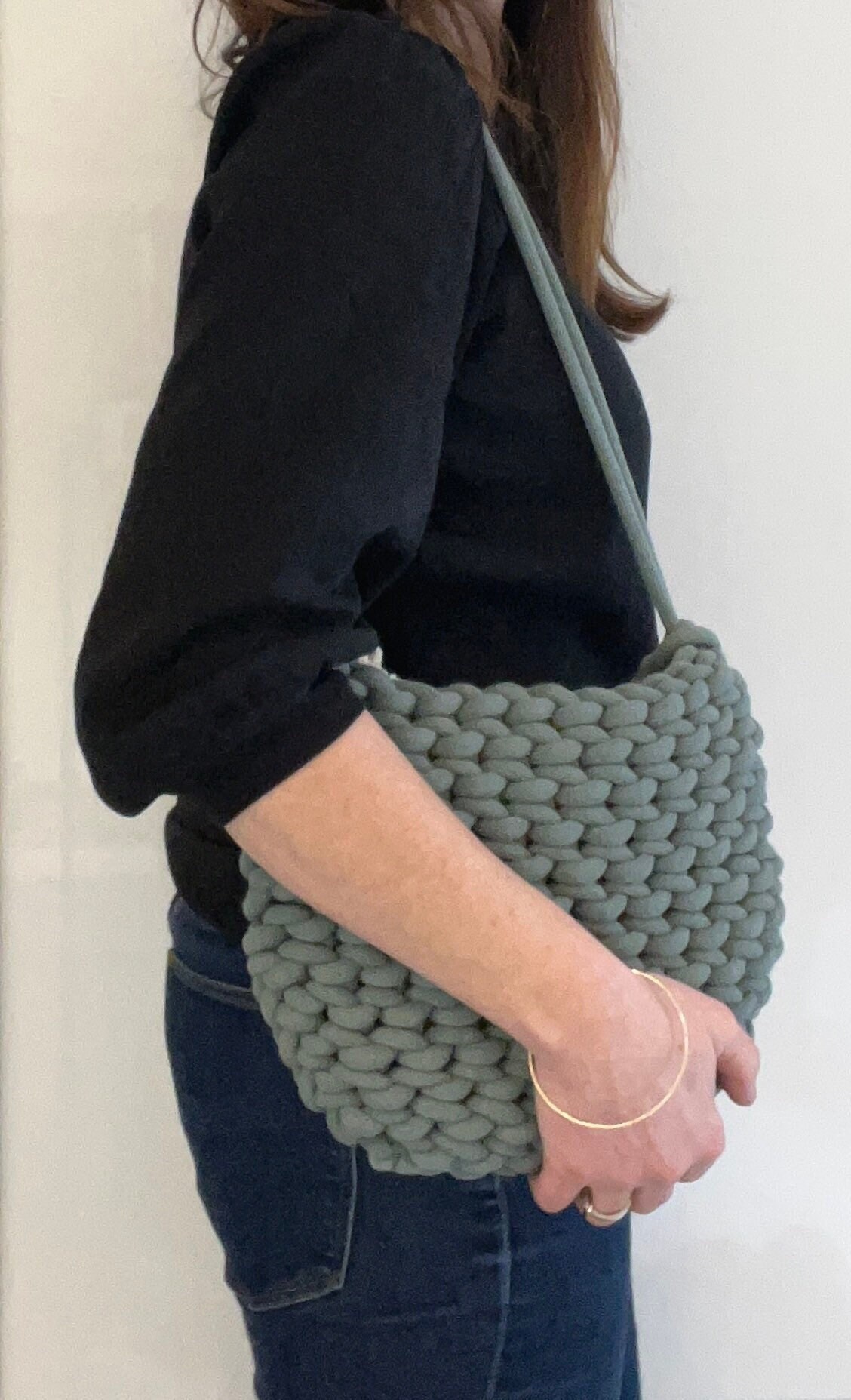 Light Green Shoulder Bag Sage Green Crocheted Bag Casual Day Etsy