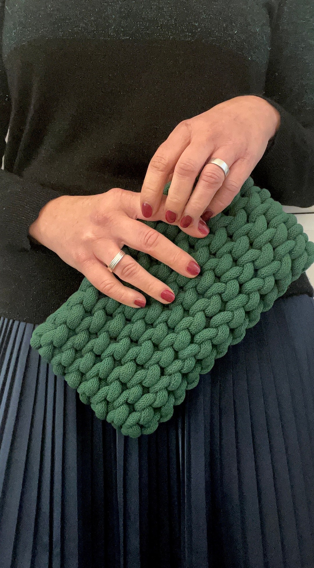 Dark Green Clutch Bag, Unique Evening Bag, Green Accessories, Clutch