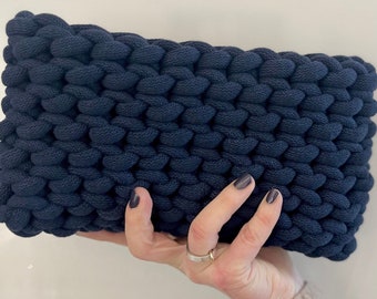 Navy Blue clutch bag, sustainable unique evening bag, navy accessories, wedding guest bag