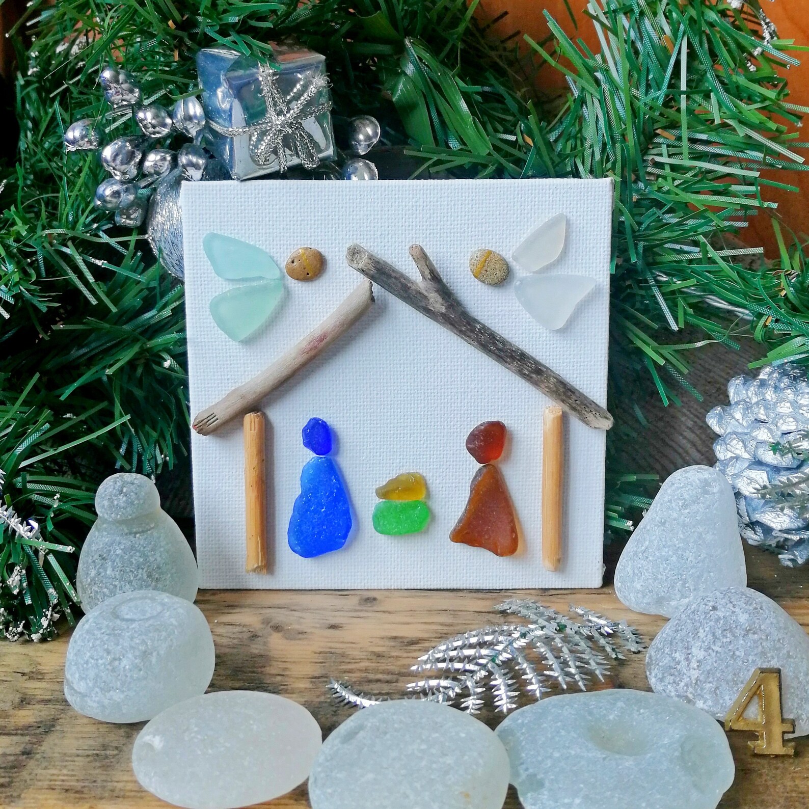 Nativity scene Nativity Stable Sea glass Art Driftwood wall Etsy