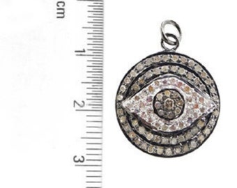 Pave Diamond Pendant 925 Sterling Silver Evil Eye Pendant Handmade Pendant Victorian Jewelry