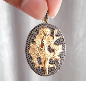 925 Sterling Silver Cameo Pendant Gemstone Studded Cameo Pendant Lady Cameo Pendant Victorian Cameo Pendant Black Sipnel Gemstone Pendant