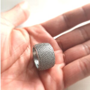 Anillo de cigarros 925 Plata de ley Pave Piedra preciosa de topacio blanco, Anillo victoriano, Anillo vintage, Joyería fina, Anillo de fiesta, Anillo oxidado, Anillo de ajuste