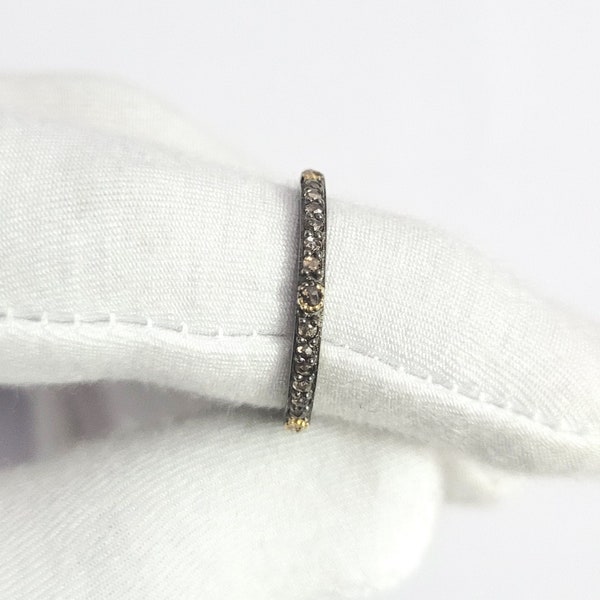 Pave Diamonds Eternity Band 925 Sterling Silver Black Oxidized Ring Statement Ring Gift for her