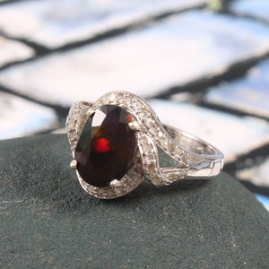 Pave Diamond Black Fire Opal Ring 925 Sterling Silver Black Oxidized  Vintage Look Handmade Jewelry For her