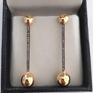 Pave Diamond Dangle Earring 925 Sterling Silver Pave  Diamond Handmade Jewelry Gift Her Christmas Gift 14k Gold plated and Black Oxidized